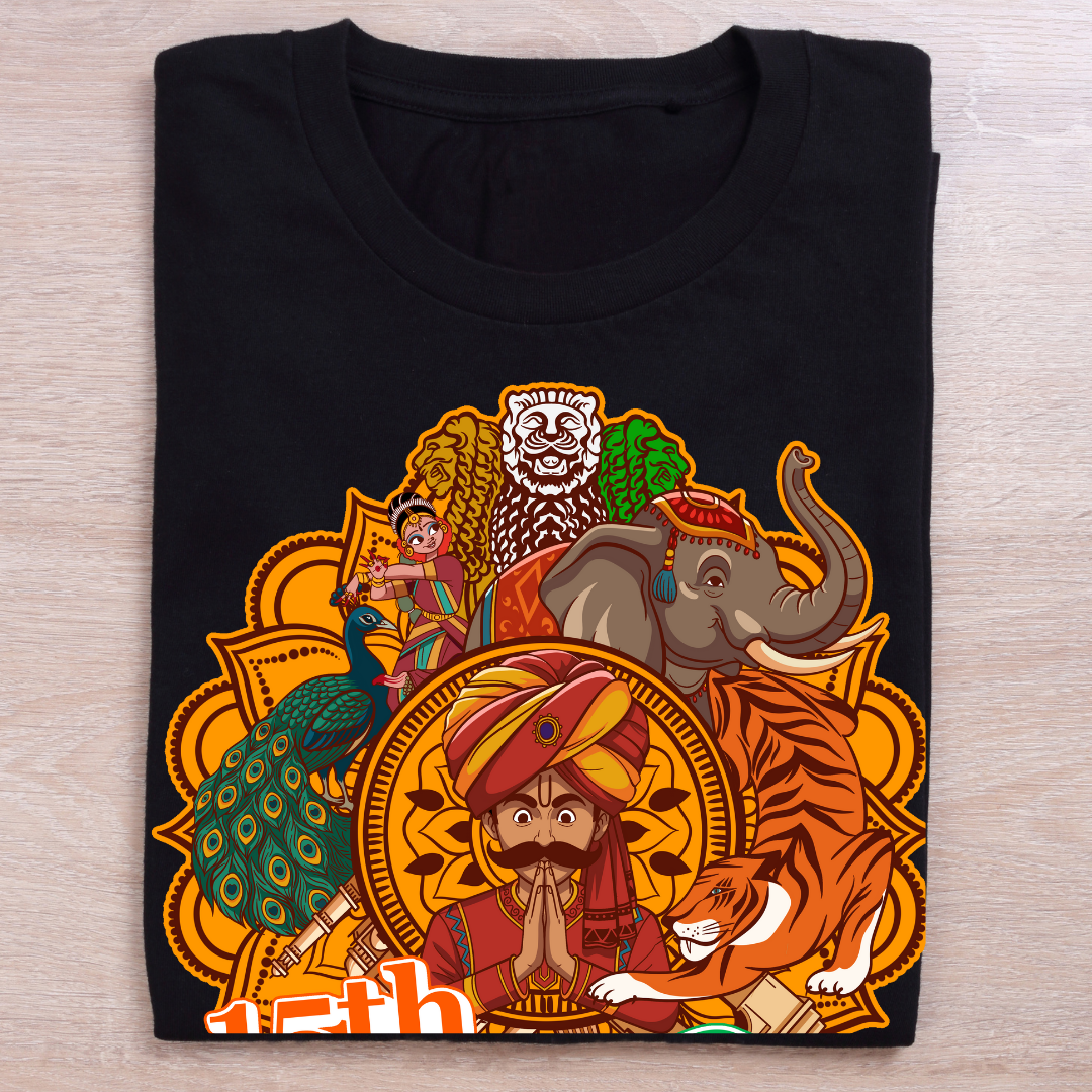 15th August Indian Culture T-Shirt - Vibrant Heritage & Freedom Day Tee by RanggRiwaaz