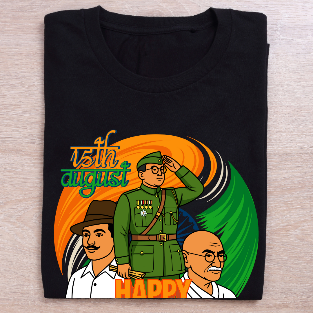 Indian Freedom Fighters 15th August T-Shirt - Happy Independence Day Patriotic Tee by RanggRiwaaz