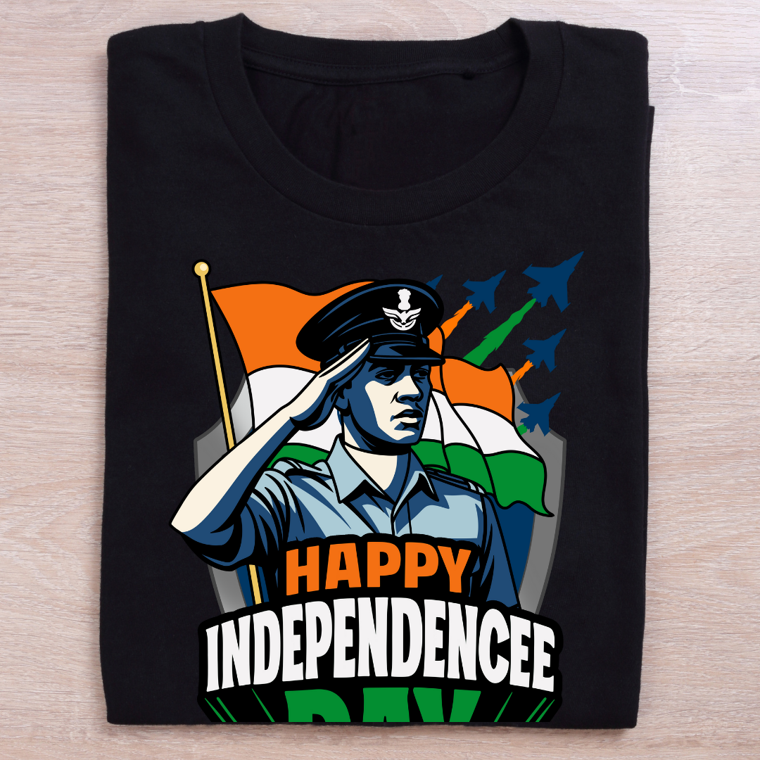 Indian Air Force Salute T-Shirt - Happy Independence Day Patriotic Tee by RanggRiwaaz
