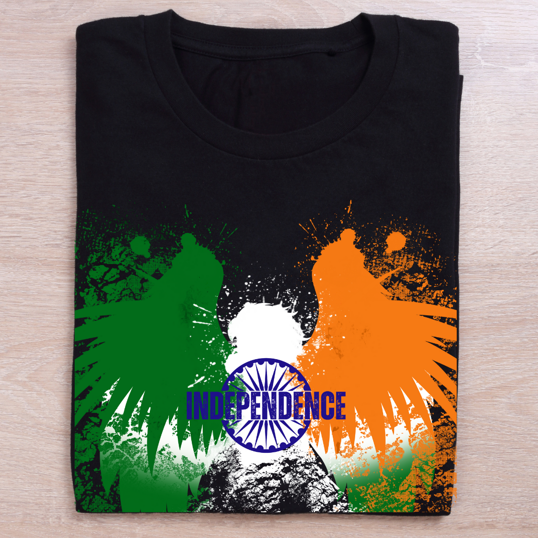 RanggRiwaaz "Independence" Grunge Flag Wings Tee - Indian Patriotic Symbol Shirt