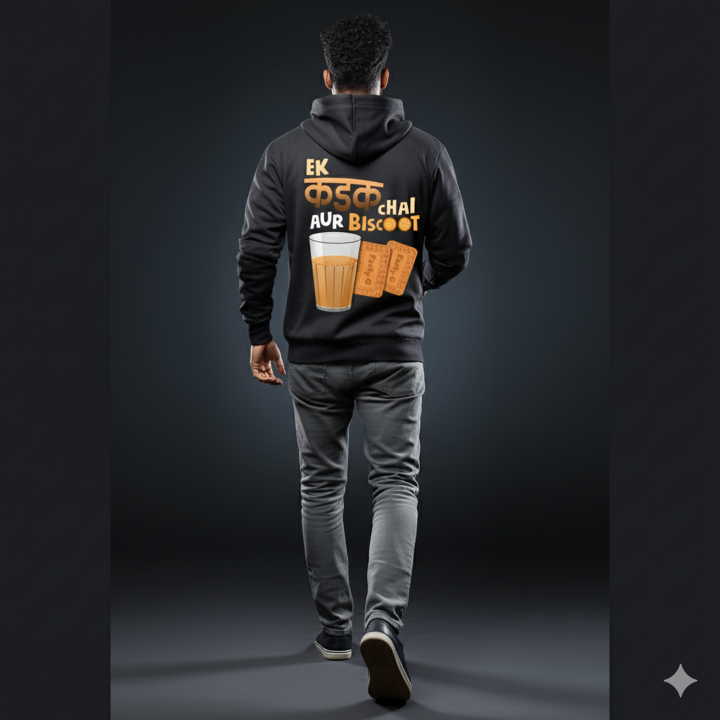 Ek Kadak Chai Biscoot - Indian Tea Lover Printed Unisex Hoodie | RanggRiwaaz