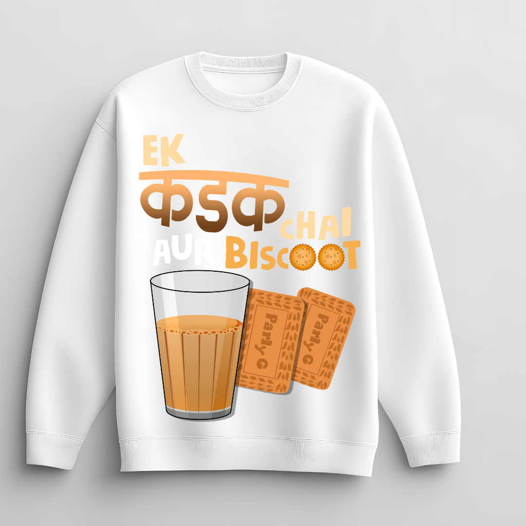 Ek Kadak Chai Biscoot - Indian Tea Lover Printed Sweatshirt | RanggRiwaaz