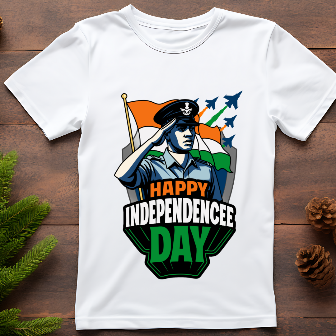Indian Air Force Salute T-Shirt - Happy Independence Day Patriotic Tee by RanggRiwaaz