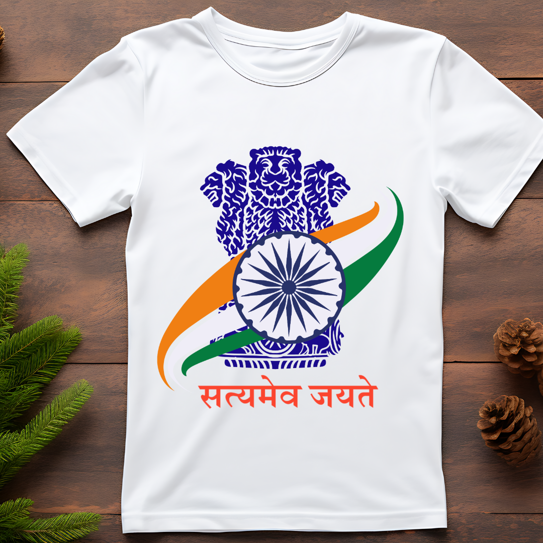 "Satyameva Jayate" T-Shirt - India National Motto Tee by RanggRiwaaz