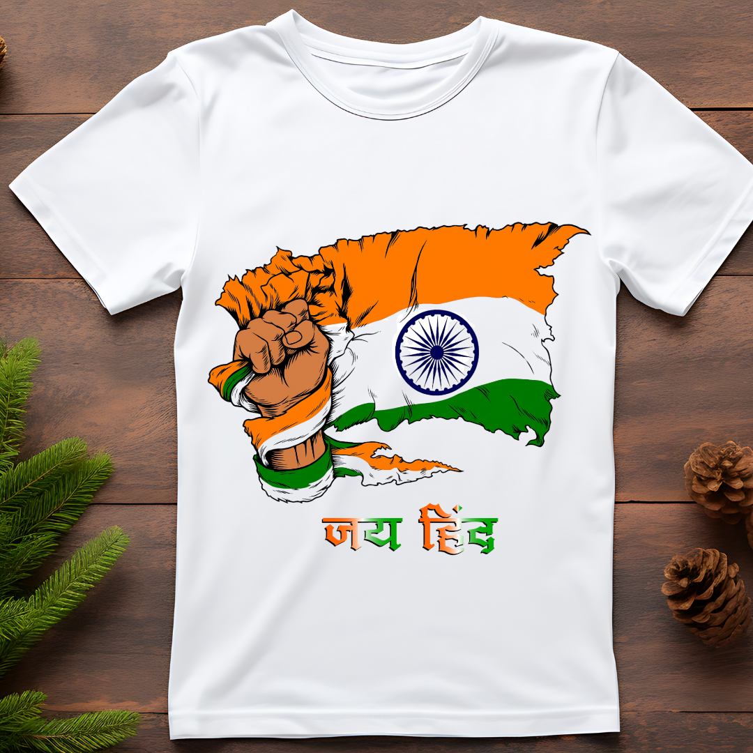 RanggRiwaaz Unisex "Jai Hind" Graphic Tee - India Patriotic Apparel