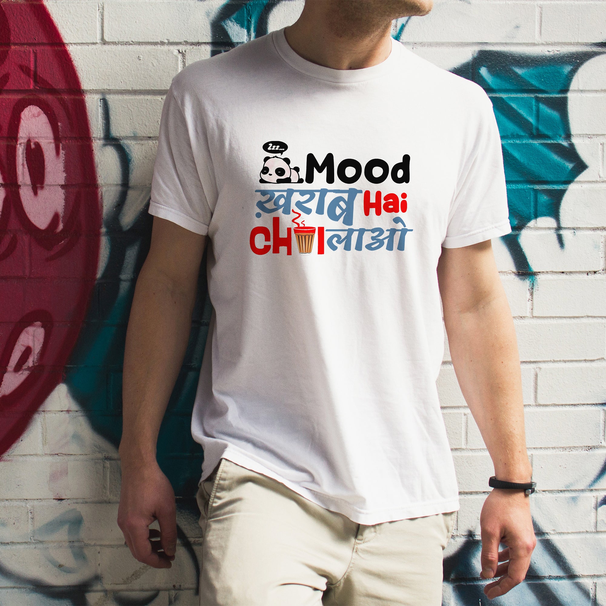 "Mood Kharab Hai Chai Lao" T-Shirt - Funny Hindi Tea Lover Tee by RanggRiwaaz
