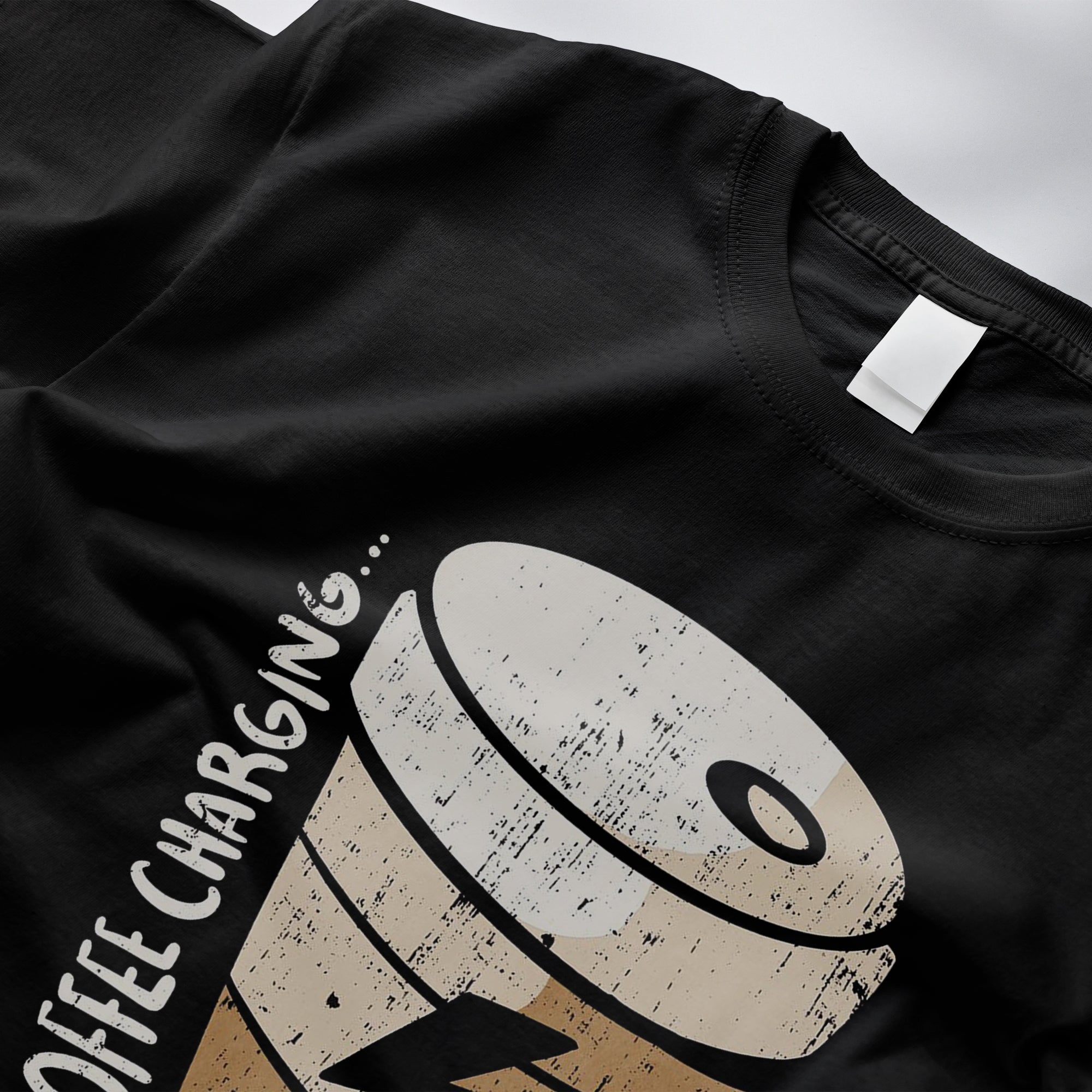 Coffee Charging T-Shirt - Funny Caffeine Powered Tee by RanggRiwaaz