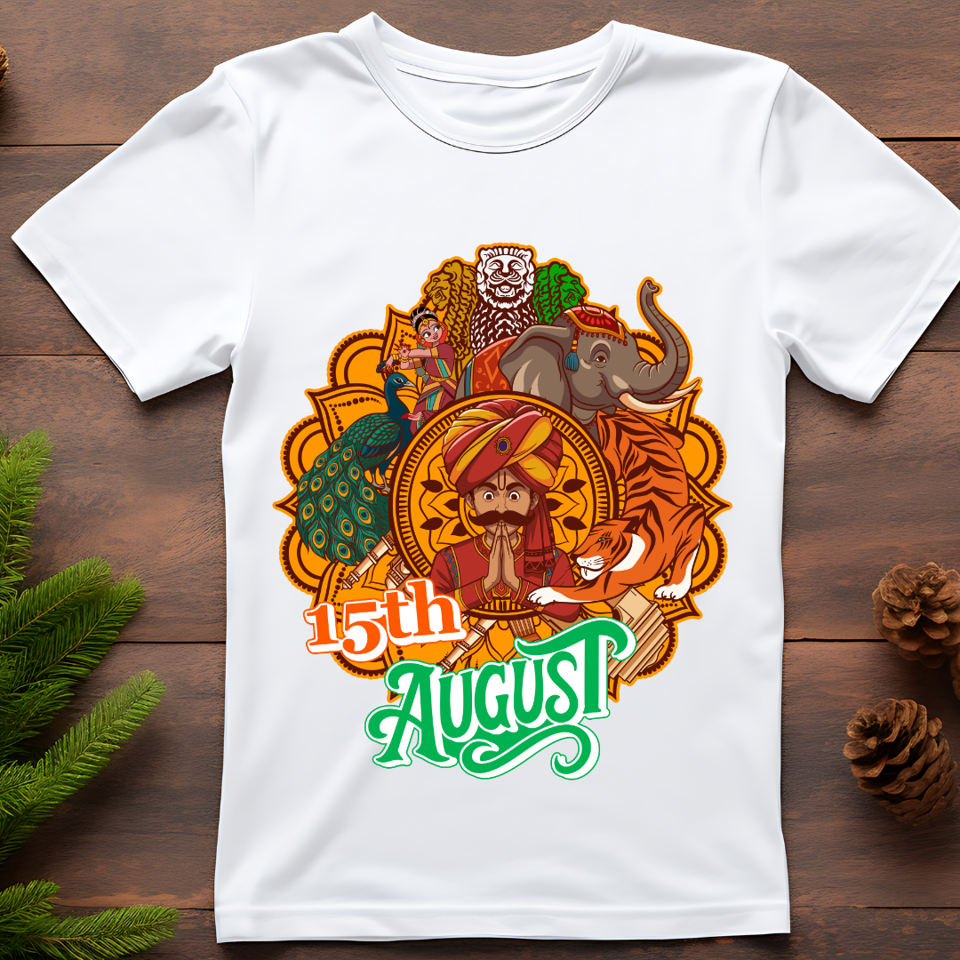 15th August Indian Culture T-Shirt - Vibrant Heritage & Freedom Day Tee by RanggRiwaaz