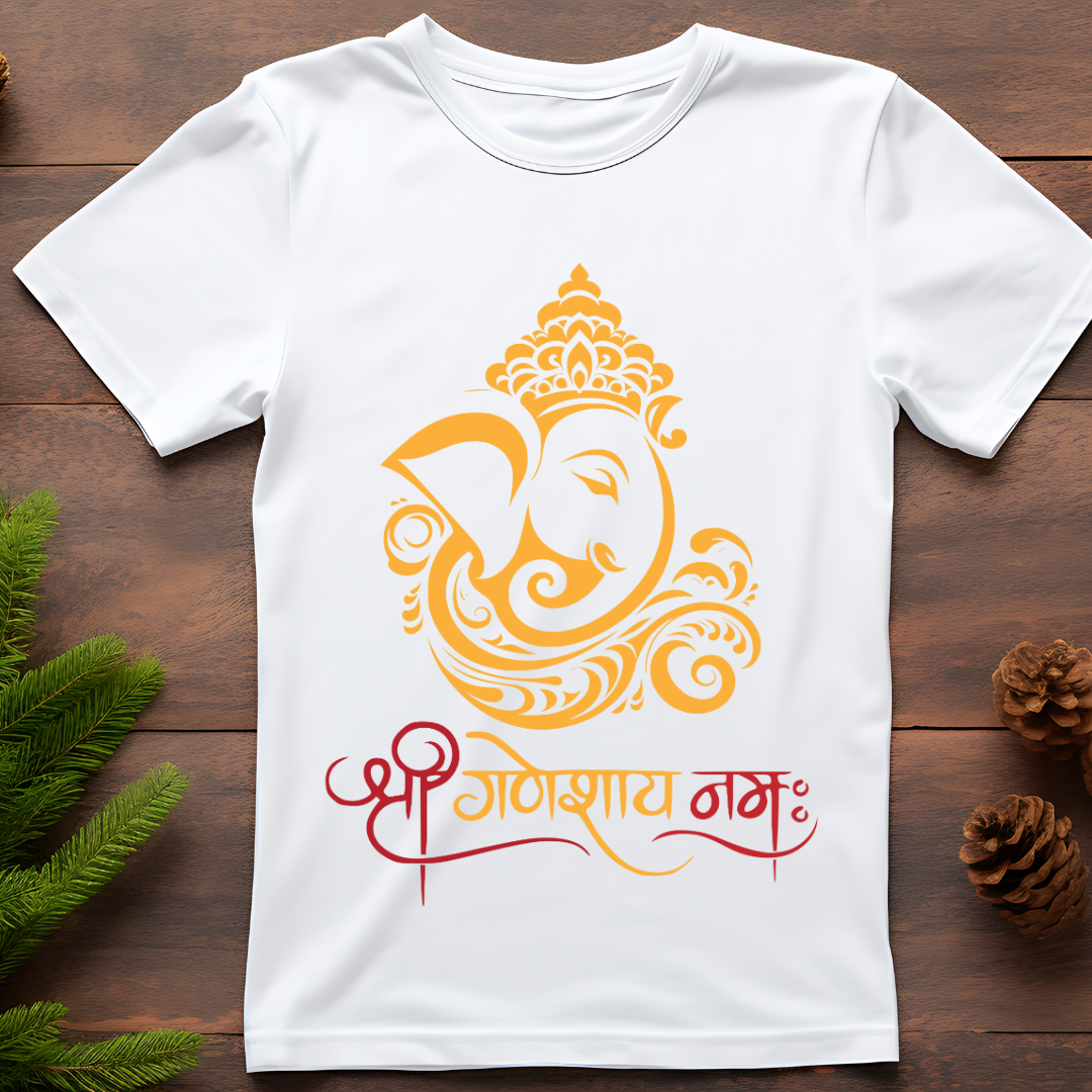 Ganesh Chaturthi Celebration T-Shirt - Artistic Lord Ganesha by RanggRiwaaz