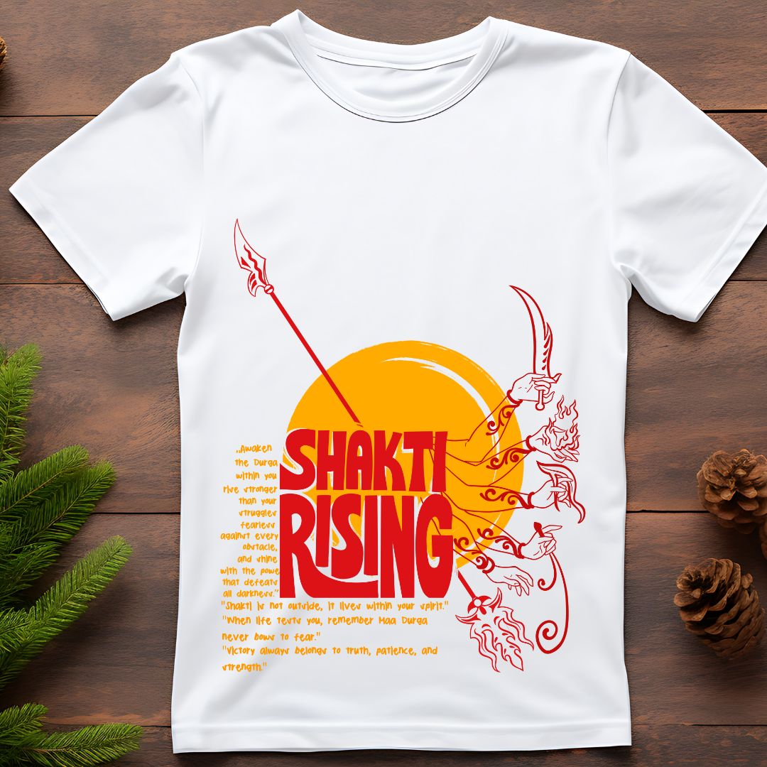 Navratri Festival T-Shirt - Goddess Durga Celebration Tee White by RanggRiwaaz