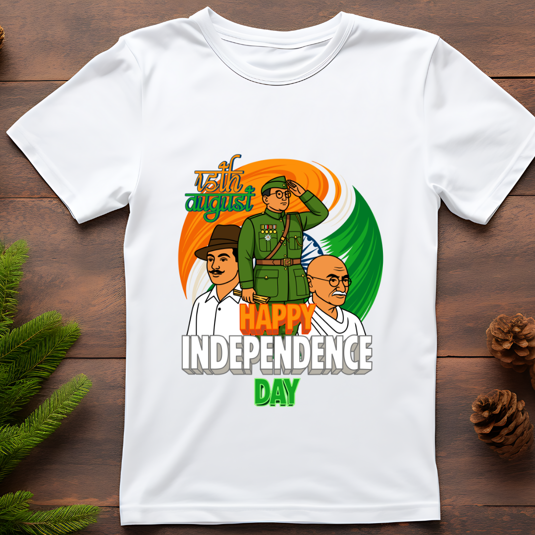 Indian Freedom Fighters 15th August T-Shirt - Happy Independence Day Patriotic Tee by RanggRiwaaz