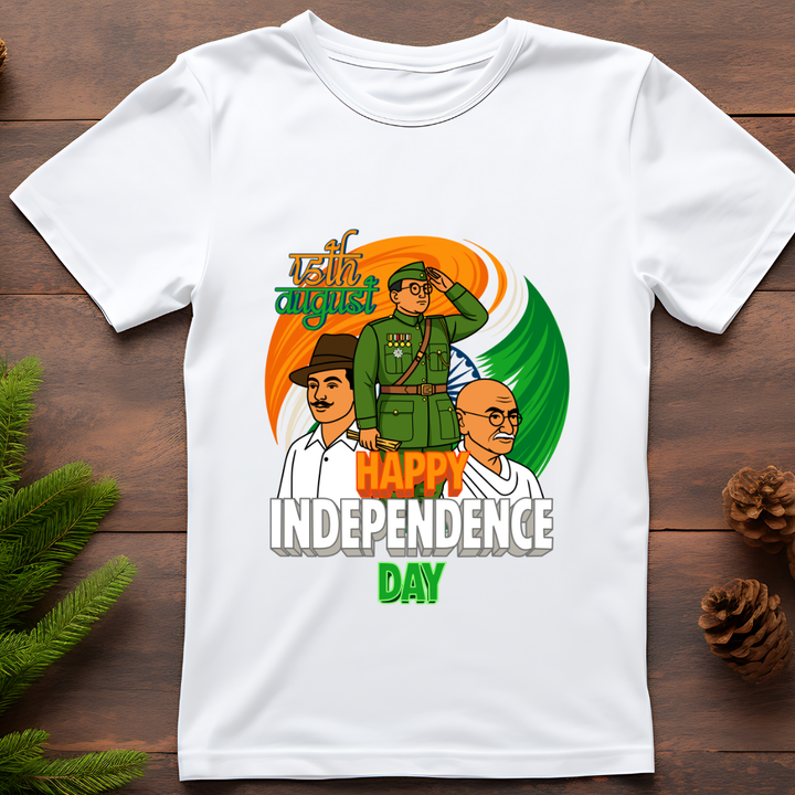 Indian Freedom Fighters 15th August T-Shirt - Happy Independence Day Patriotic Tee by RanggRiwaaz