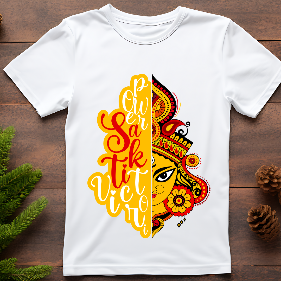 Power Shakti Maa Durga T-Shirt Men - Divine Goddess Graphic Tee by RanggRiwaaz