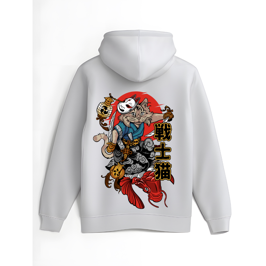 No Nine Lives, Just One Great Fight Kitsune's Shadow Guard Unisex Hoodie by RanggRiwaaz