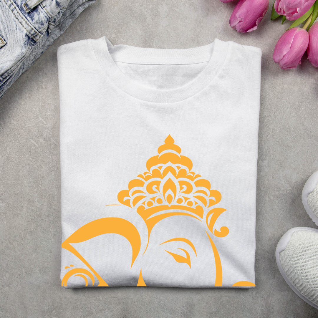 Ganesh Chaturthi Celebration T-Shirt - Artistic Lord Ganesha by RanggRiwaaz