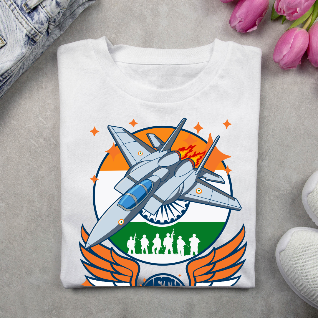 Jet Fighter 15th August T-Shirt - Indian Independence Day Patriotic Tee by RanggRiwaaz