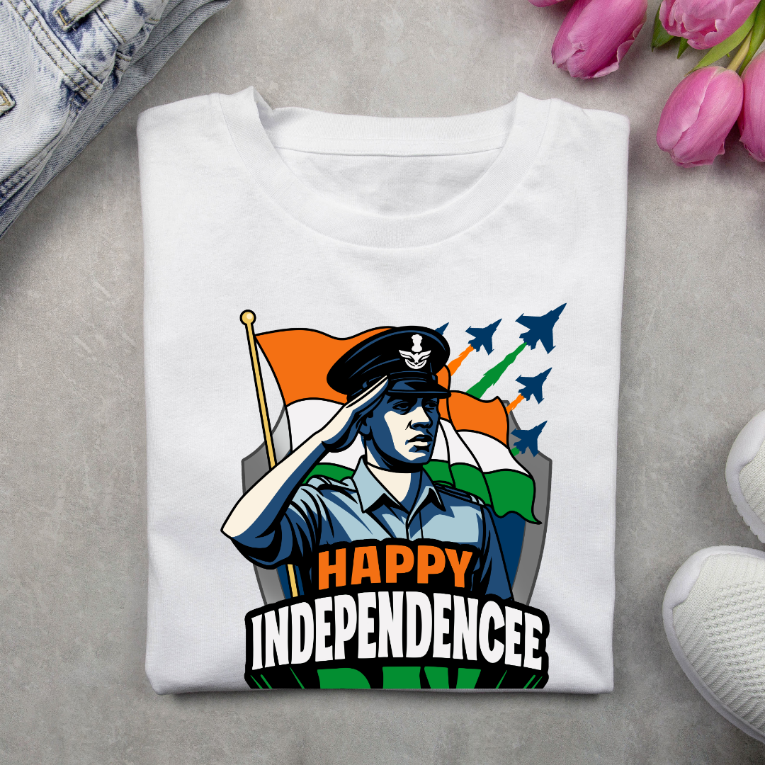 Indian Air Force Salute T-Shirt - Happy Independence Day Patriotic Tee by RanggRiwaaz
