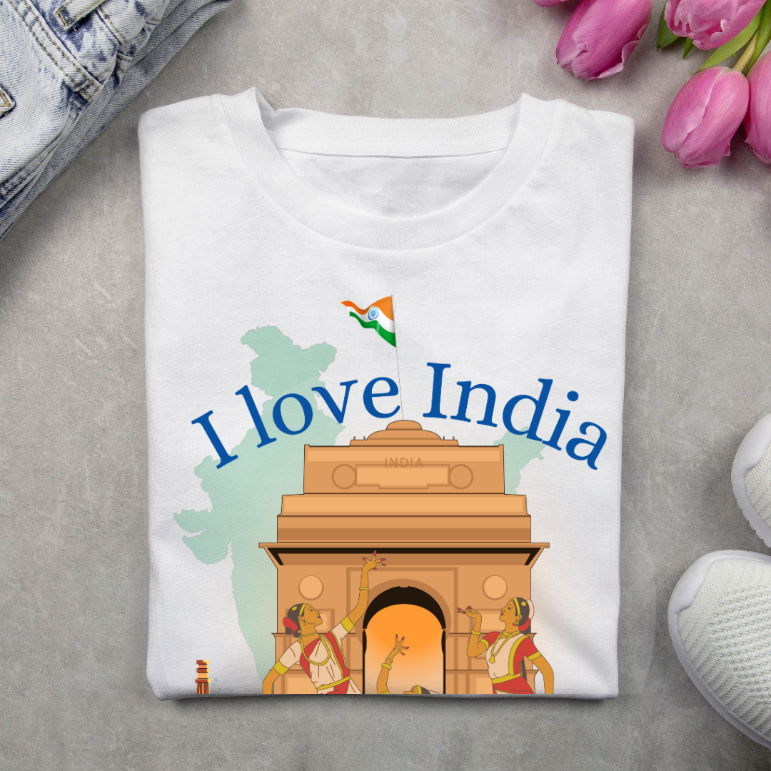 I Love India T-Shirt - Patriotic Tee by RanggRiwaaz | Show Your Indian Pride