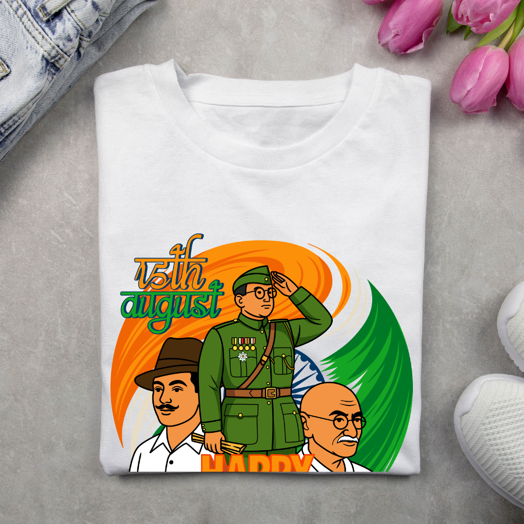 Indian Freedom Fighters 15th August T-Shirt - Happy Independence Day Patriotic Tee by RanggRiwaaz