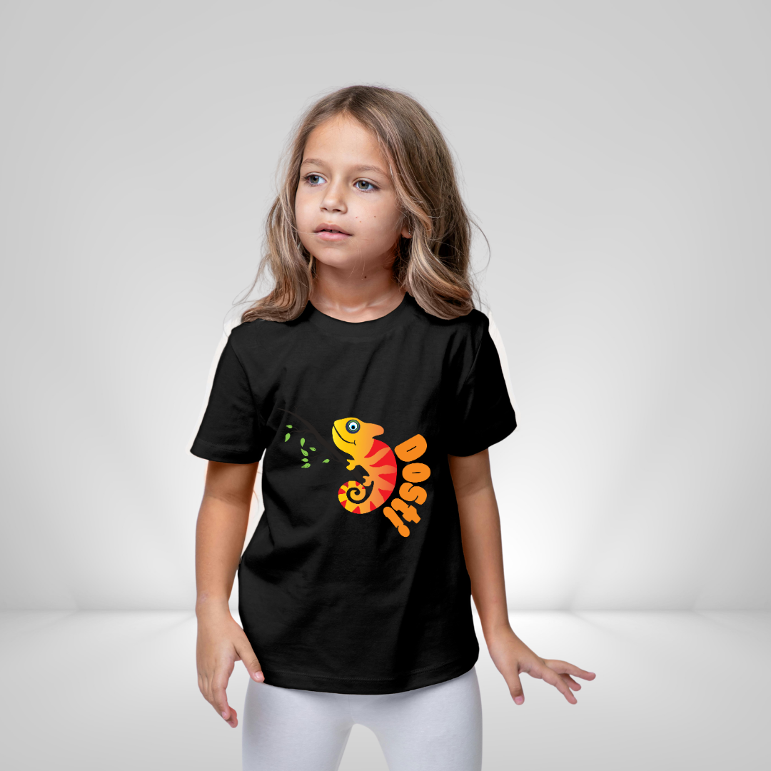 Dosti Yaari Black Boys' T-Shirt - Friendship Quote Tee by RanggRiwaaz