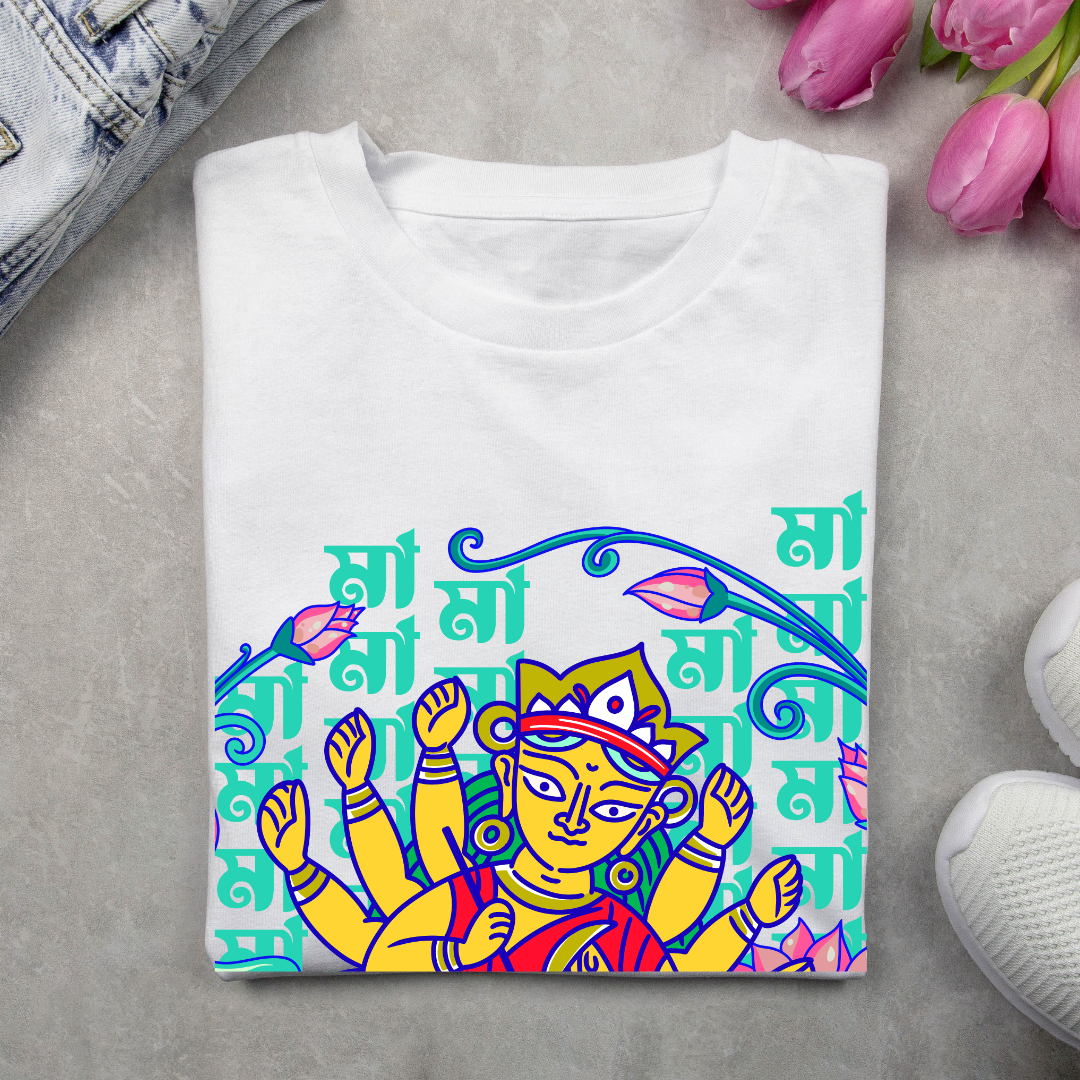 "Durga Mai Ki Jai" T-Shirt - Devotional Goddess Graphic Tee Men by RanggRiwaaz