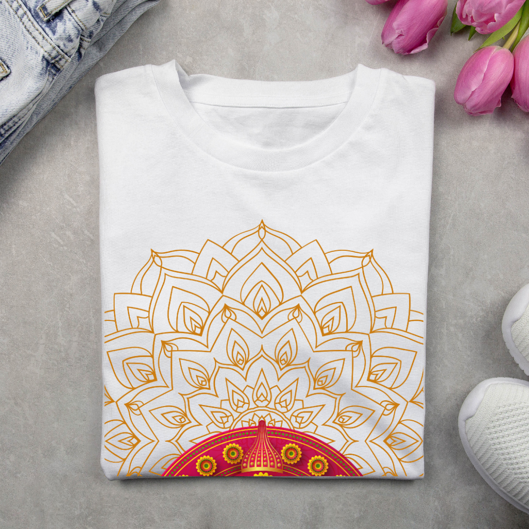 Happy Onam T-Shirt - Kerala Festival Floral Pookalam Tee by RanggRiwaaz