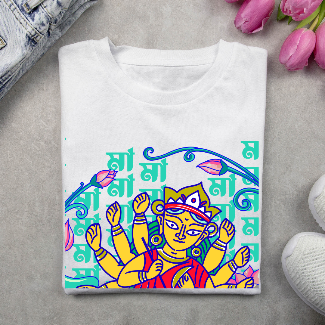 RanggRiwaaz "Durga Mai Ki Jai" Graphic Tee Women - Navratri & Divine Feminine Apparel