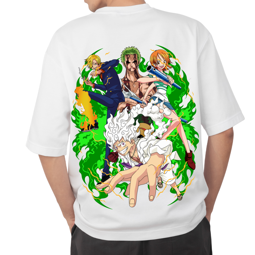 RanggRiwaaz Oversized "One Piece" Graphic Tee - Straw Hat Pirates Manga & Anime Apparel