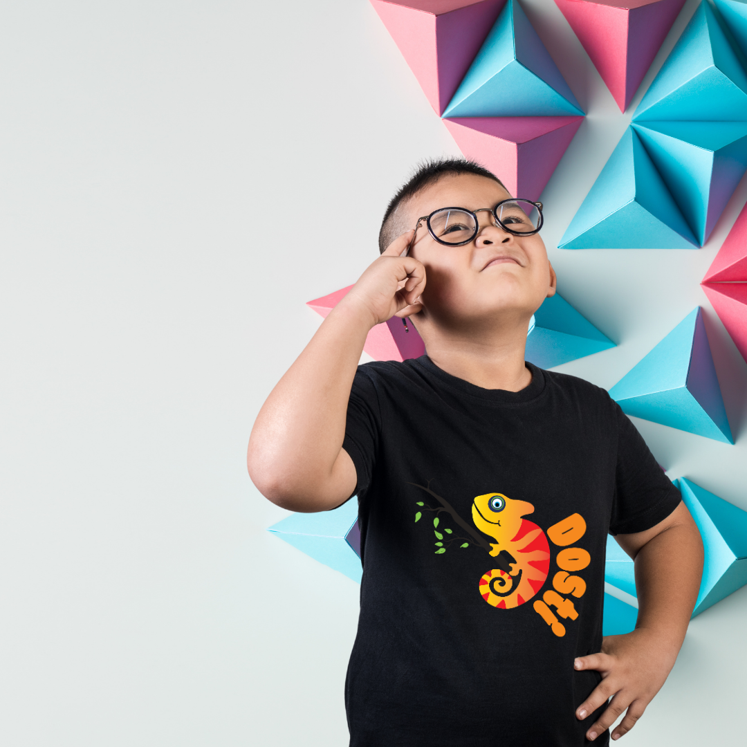 Dosti Yaari Black Boys' T-Shirt - Friendship Quote Tee by RanggRiwaaz