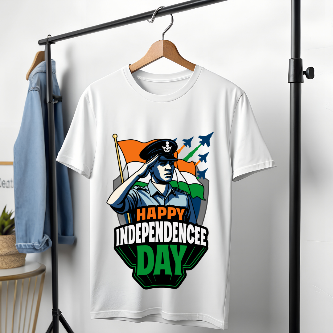 Indian Air Force Salute T-Shirt - Happy Independence Day Patriotic Tee by RanggRiwaaz