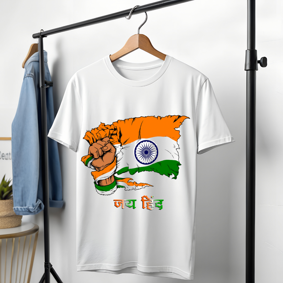 RanggRiwaaz Unisex "Jai Hind" Graphic Tee - India Patriotic Apparel