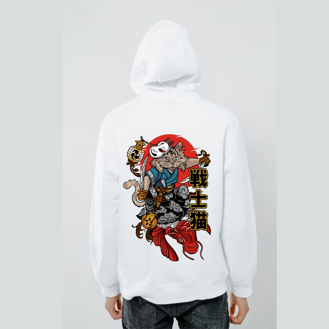 No Nine Lives, Just One Great Fight Kitsune's Shadow Guard Unisex Hoodie by RanggRiwaaz