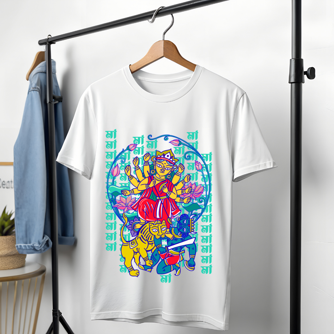 "Durga Mai Ki Jai" T-Shirt - Devotional Goddess Graphic Tee Men by RanggRiwaaz