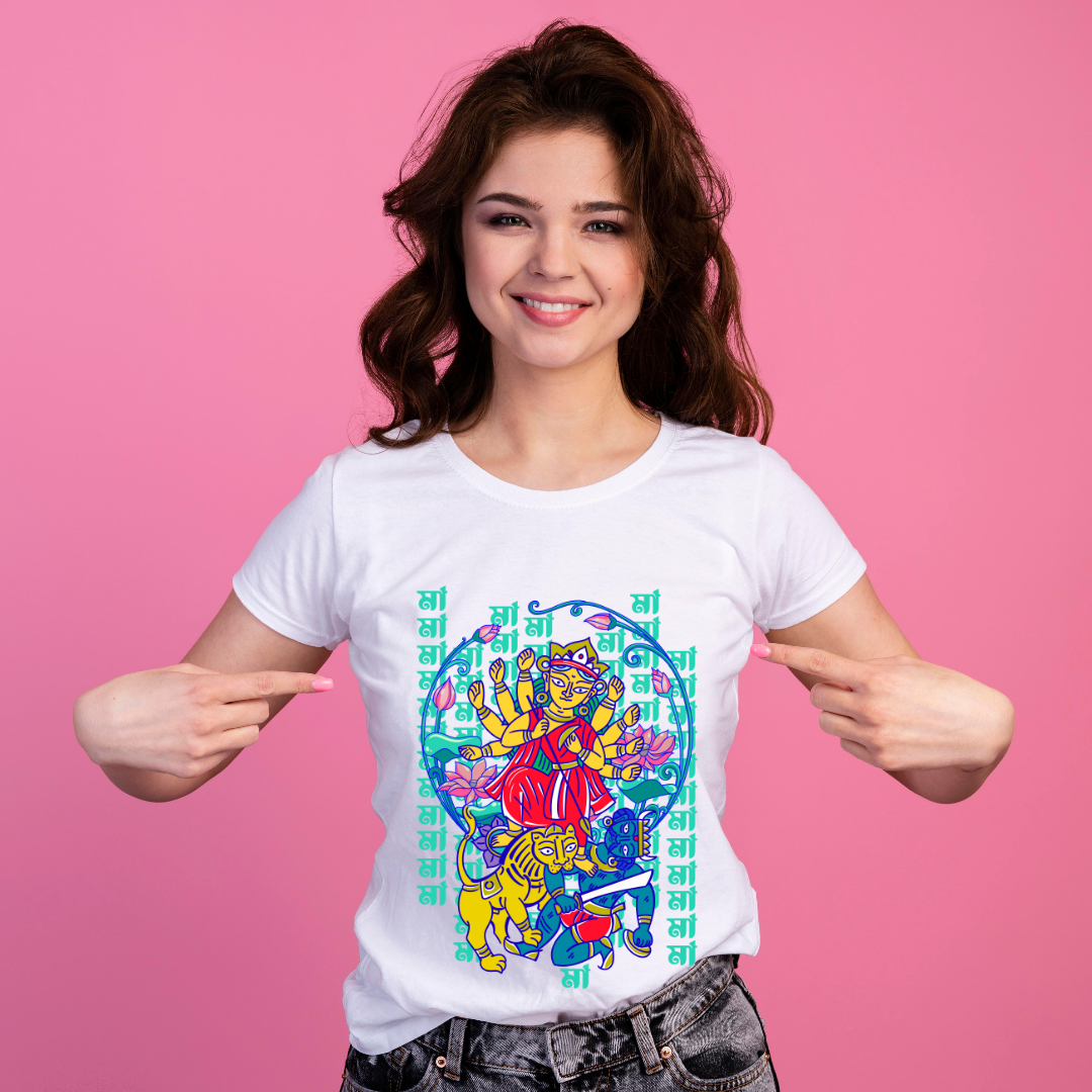 RanggRiwaaz "Durga Mai Ki Jai" Graphic Tee Women - Navratri & Divine Feminine Apparel