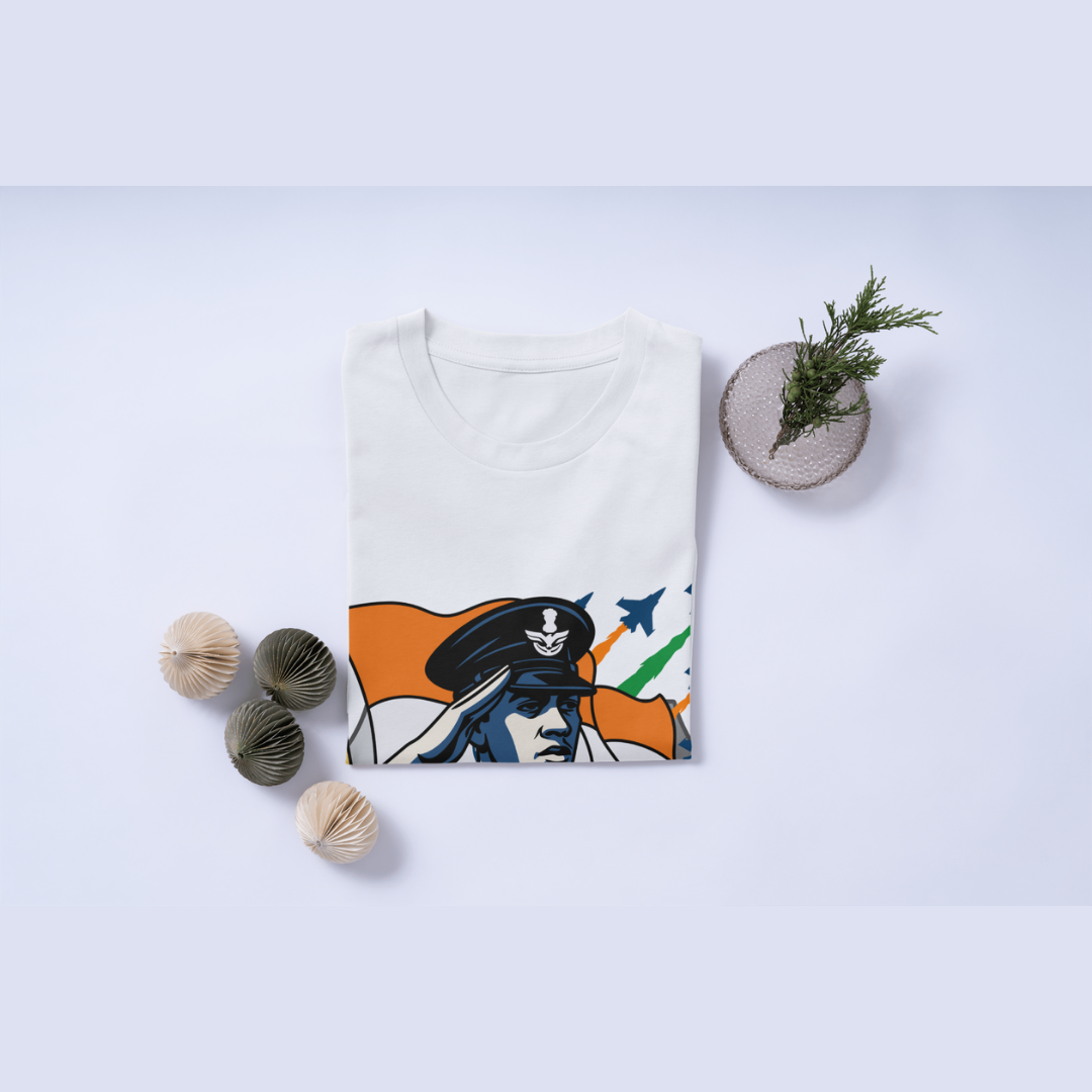 Indian Air Force Salute T-Shirt - Happy Independence Day Patriotic Tee by RanggRiwaaz