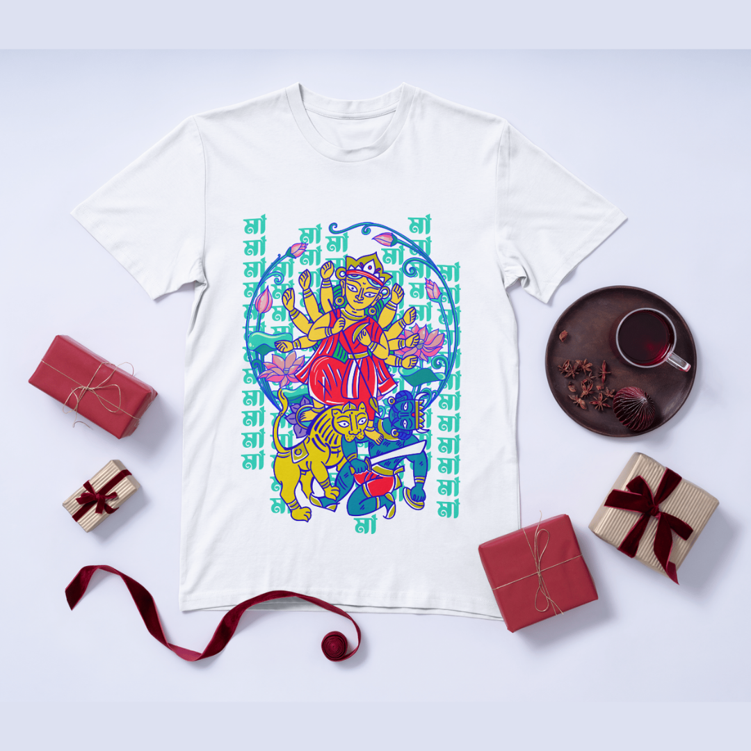 "Durga Mai Ki Jai" T-Shirt - Devotional Goddess Graphic Tee Men by RanggRiwaaz