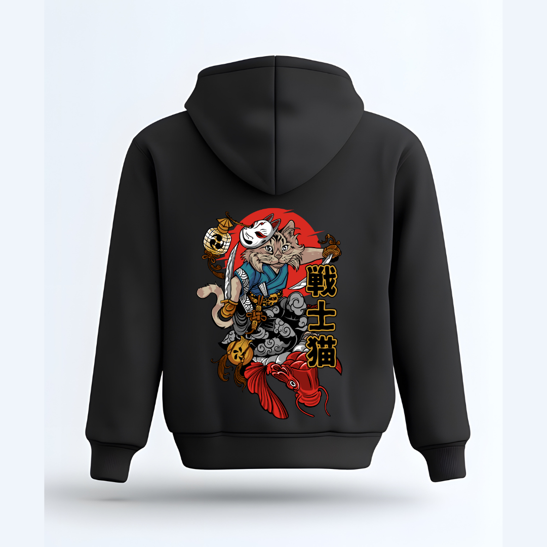 No Nine Lives, Just One Great Fight Kitsune's Shadow Guard Unisex Hoodie by RanggRiwaaz