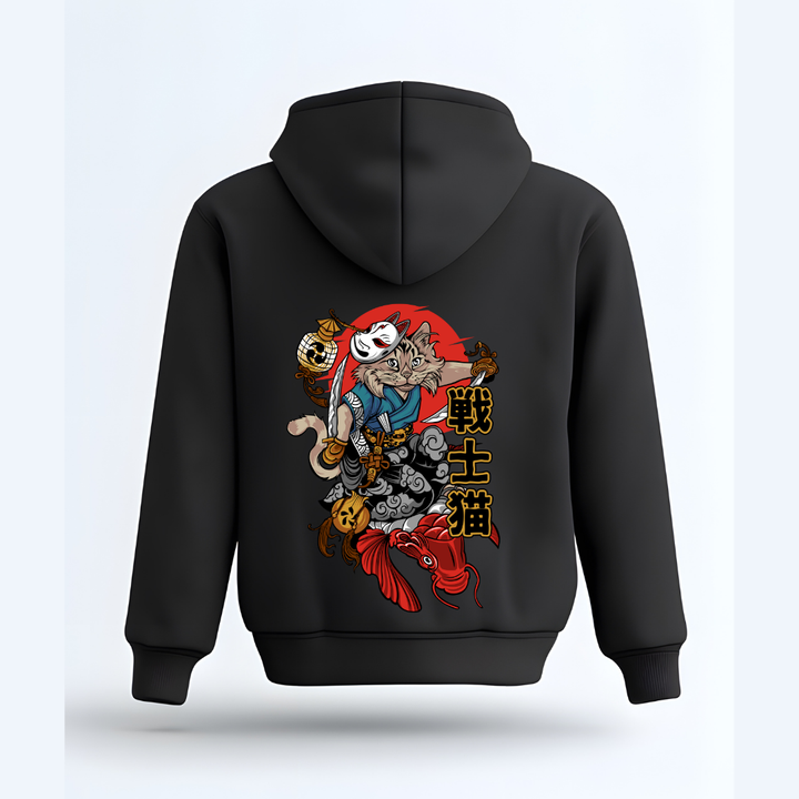 No Nine Lives, Just One Great Fight Kitsune's Shadow Guard Unisex Hoodie by RanggRiwaaz