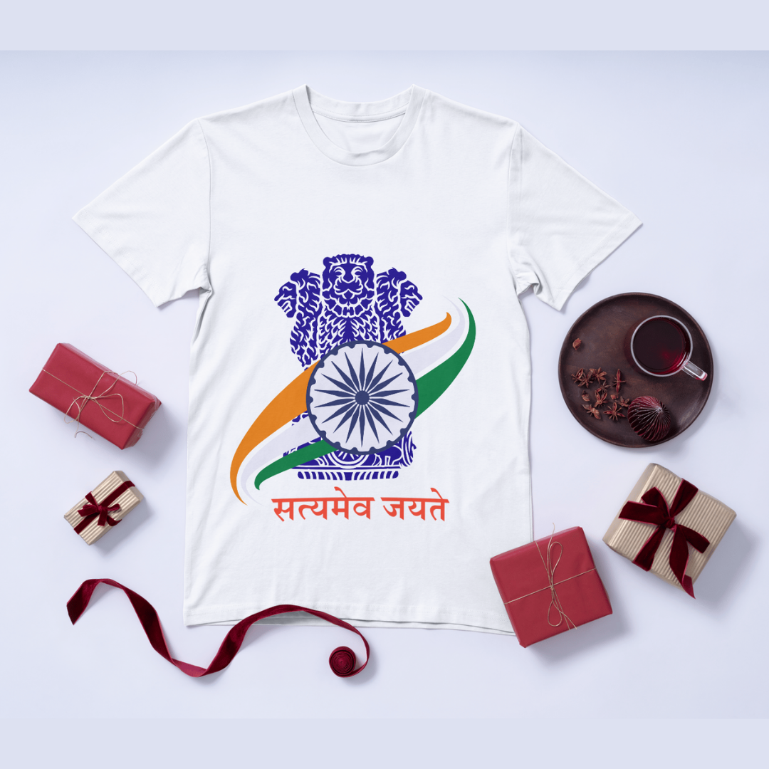 "Satyameva Jayate" T-Shirt - India National Motto Tee by RanggRiwaaz