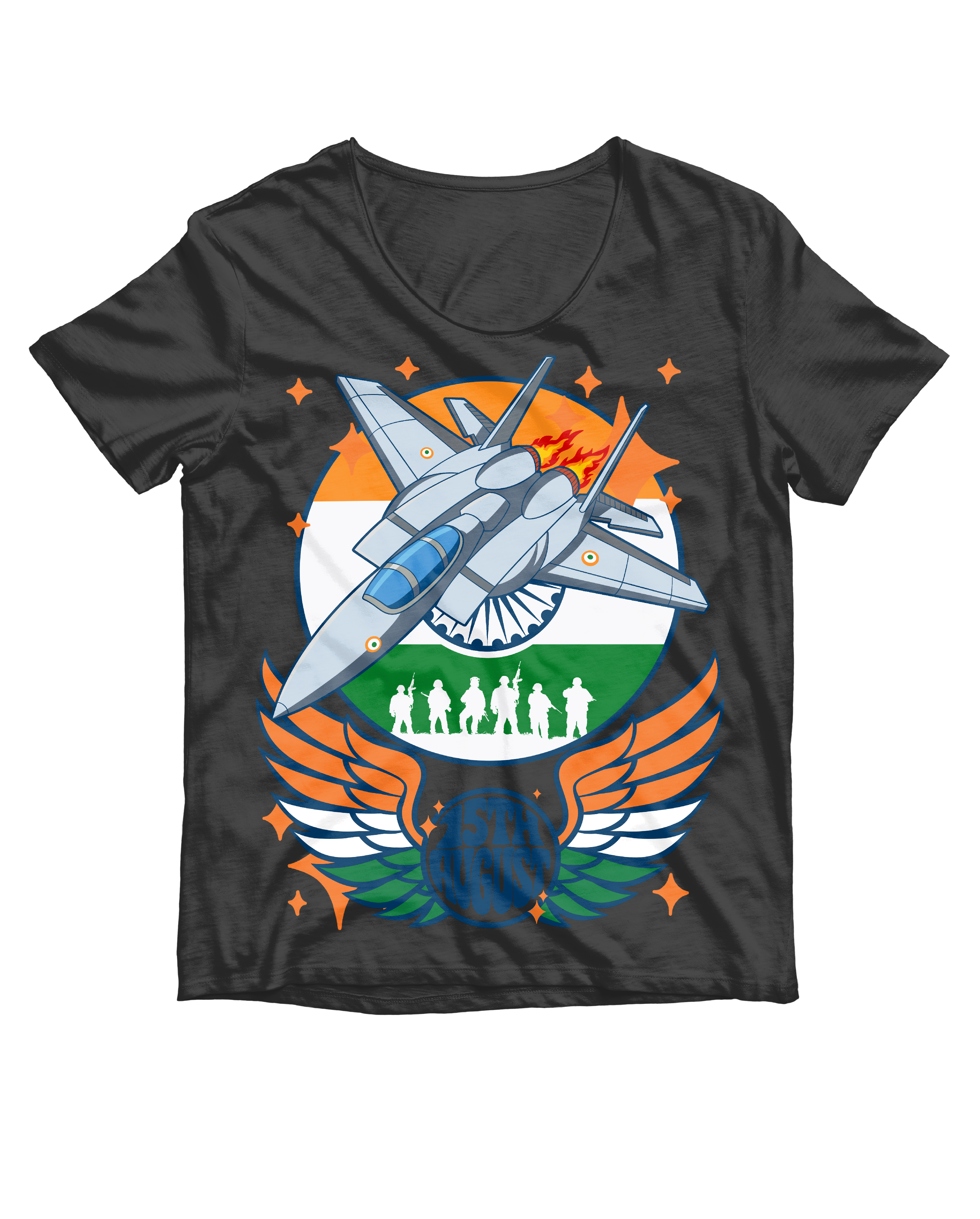 Jet Fighter 15th August T-Shirt - Indian Independence Day Patriotic Tee by RanggRiwaaz