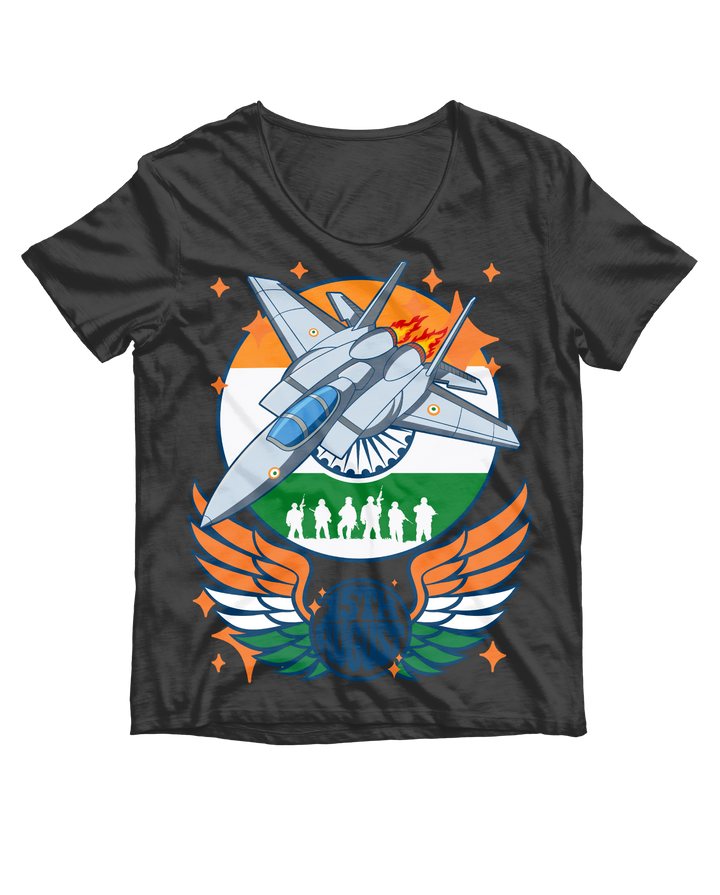Jet Fighter 15th August T-Shirt - Indian Independence Day Patriotic Tee by RanggRiwaaz