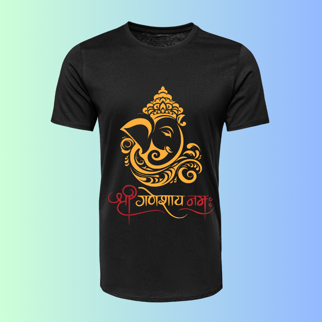 Ganesh Chaturthi Celebration T-Shirt - Artistic Lord Ganesha by RanggRiwaaz