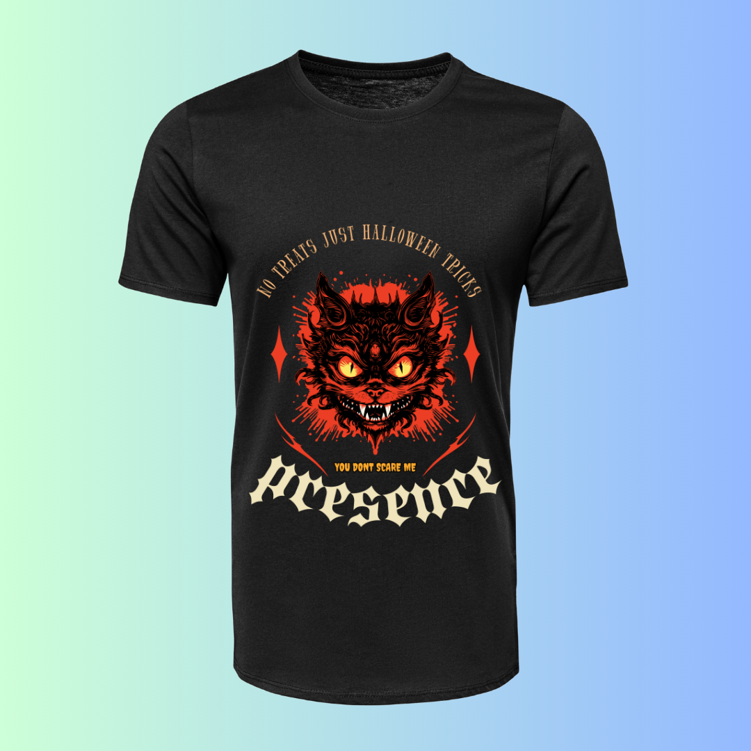 "No Treat Just Halloween Tricks" T-Shirt - Spooky Season Graphic Tee by RanggRiwaaz