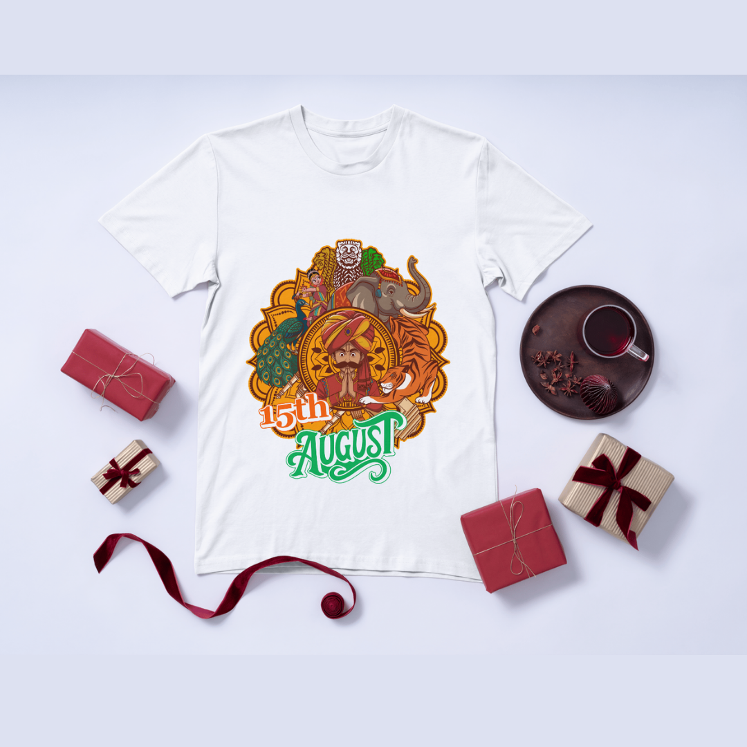 15th August Indian Culture T-Shirt - Vibrant Heritage & Freedom Day Tee by RanggRiwaaz