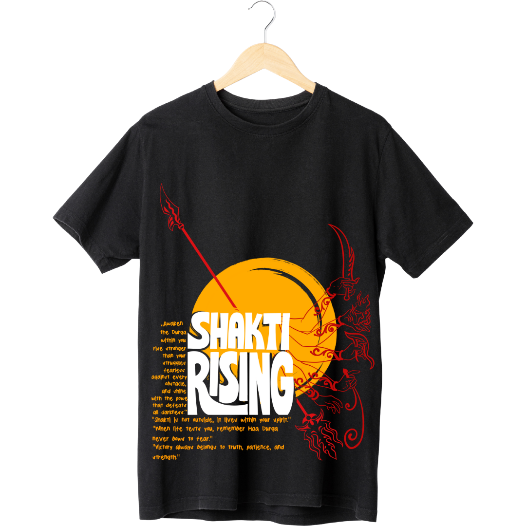 Navratri Festival T-Shirt - Goddess Durga Celebration Tee Black by RanggRiwaaz