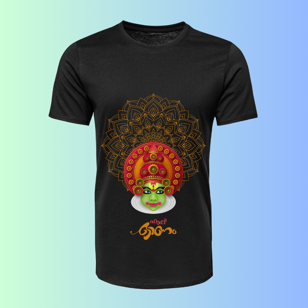 Happy Onam T-Shirt - Kerala Festival Floral Pookalam Tee by RanggRiwaaz