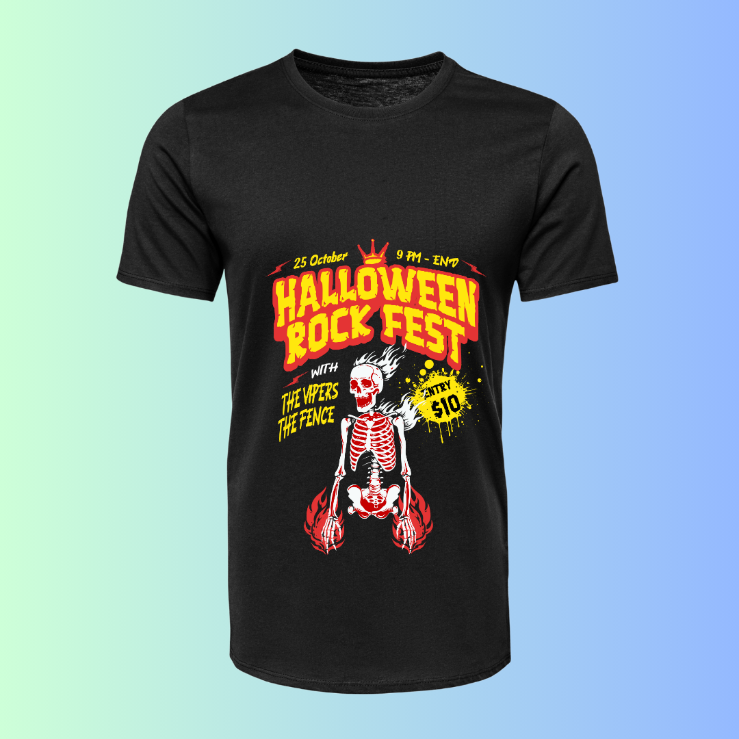 Halloween Rock Fest T-Shirt - Spooky Concert & Music Festival Tee by RanggRiwaaz