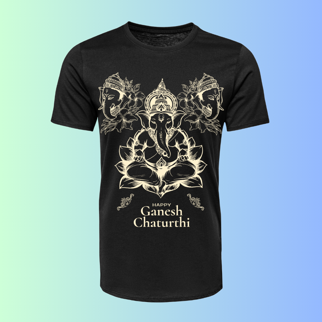 "Happy Ganesh Chaturthi" T-Shirt - Lord Ganesha Spiritual Tee by RanggRiwaaz