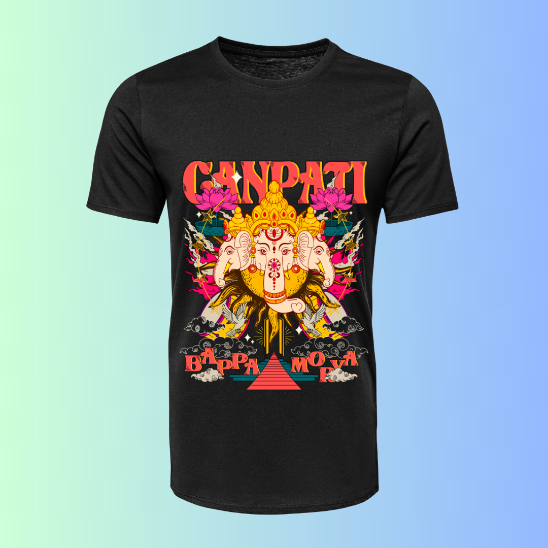 Ganpati Bappa Morya T-Shirt - Devotional Ganesh Mantra Tee by RanggRiwaaz
