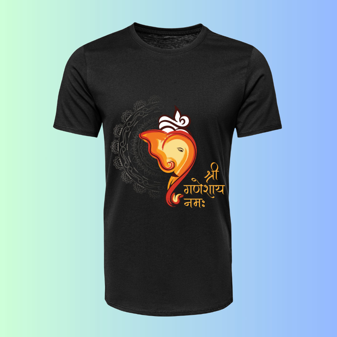 "Shree Ganeshay Namah" T-Shirt - Devotional Ganesh Mantra Tee by RanggRiwaaz